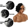 Unique Bargains Women's Curly Wigs 14" Black White with Wig Cap Shoulder Length - 4 of 4
