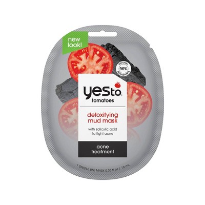 Yes to Tomatoes Detoxifying Charcoal Mud Face Mask Single Use - 0.33oz