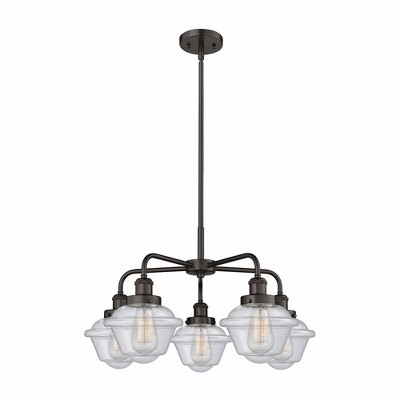 Oxford - 5 Light Stem Hung Chandelier In Art Deco Style-13.5 Inches Tall and 24.5 Inches Wide