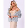 Allegra K Women's Faux Fur Elegant Wedding Cocktail Party Scarf Wrap Cape Shoulder Shawl - 2 of 4