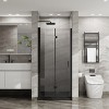 MAYEERTY 34"x 72" Bifold Frameless Glass Shower Door 1/4 inch Tempered Clear Glass Pivot Swing Shower Panel in Chrome Finish, Foldable - 2 of 4