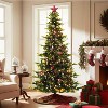 VINGLI 7.5ft Pre-lit Christmas Tree, 400 Lights, Deer Skirt, Red Ornaments, 950 PE PVC Tips, Holiday Party Decor - 2 of 4