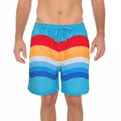 UZZI Amphibious Gear Men's Wavy Stripe Swim Suit | Light Blue Large — фото 3