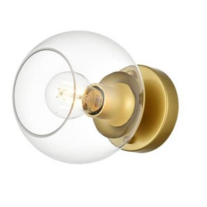 Elegant Lighting Rogelio 1 light Brass and Clear Bath Sconce - 1 of 4