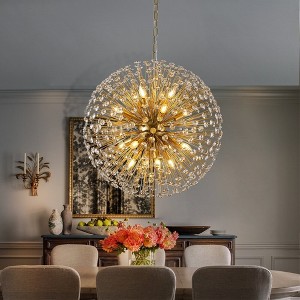 LLHZSY 16-Lights Modern Firework Crystal Chandelier Sputnik Pendant Lighting-Black/Gold - 1 of 1