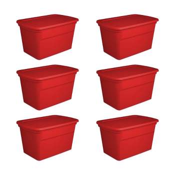 Sterilite 30 Gallon Durable Stacking Seasonal Storage Tote, Red