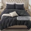 Jersey Knit Duvet Cover Set, 100 T - Shirt Cotton, Super Soft, Queen, Heather Charcoal Grey, Set of 3 with Zipper - 3 of 4
