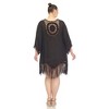 Plus Size Crocheted Fringed Trim Dress  Cover Up - White Mark - 3 of 4