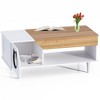 45" Coffee Table Cat Tables with Storage Drawer, Wooden Rustic Coffee Tables with Cat House - 3 of 4