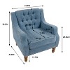 Mid-Century Modern Accent Chair with Nailhead Trim, Comfy Reading Chair Button Tufted Upholstered Armchair with Solid Wood Legs - ModernLuxe - 3 of 4