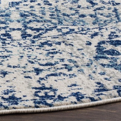 Reversible Hand-Knotted Blue Synthetic 36" Round Rug