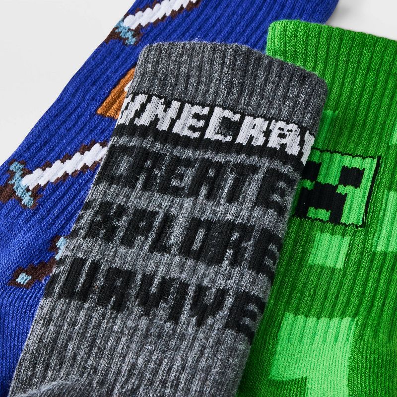 Boys' Minecraft 3pk Crew Socks, 3 of 4