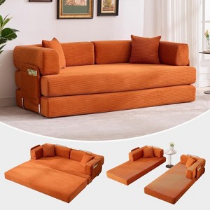 COZONY Convertible Corduroy Sofa Bed, Folding Floor Couch with Pillows, No Assembly Required for Living Room Bedroom Dorm - 1 of 4