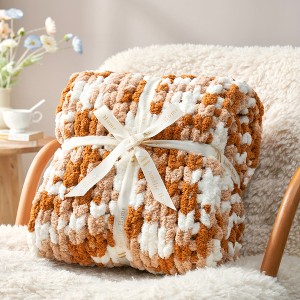 Amelie Home Chunky Knit Blanket Throw,Handmade Chenille Cable Knitted Crochet Throw Blanket,Throw - 1 of 4