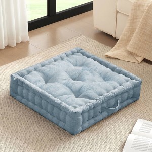 FONTOI 24*"24*"5" Square Bed Pillow, Floor Pillow Cushion, Couch Cushion with Scalloped Edge Design for Bed Couch Sofa Floor, Aqua Blue, 24"*5"*24" - 1 of 4