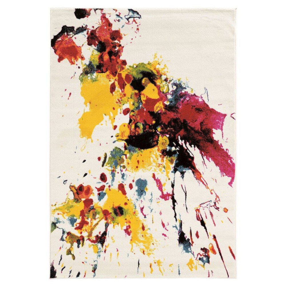 5'x7'6in Masters MR04 Color Splash Area Rug White - Linon
