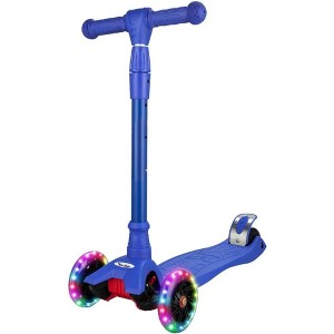 3-Wheel Kids Scooter for Toddlers Ages 3-10, Kick Scooter with 4 Adjustable Height Handlebars, Lean-to-Steer Design, and 3 Light-Up Wheels - 1 of 4