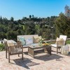 4 Pieces Outdoor Patio Furniture Set, Outdoor Sofa Set Of 4,Wooden Coffee Table with Chairs Set, Patio Conversation Set for Porch Balcony Garden Yard - 4 of 4