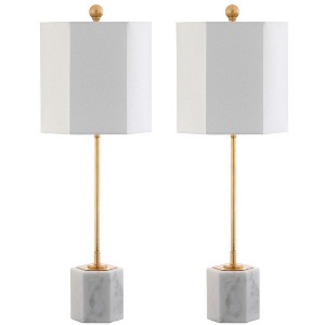 Magdalene Marble Table Lamp (Set of 2) - White/Gold Leaf - Safavieh. - 1 of 4