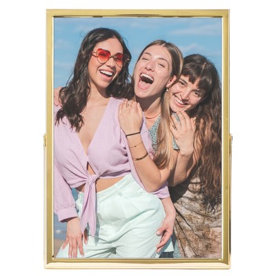 REGALWOVEN Tabletop Polished Metal Glass Vertical Photo Formats Picture Frame 1 Pc