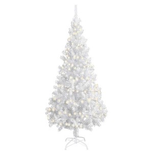 Aghana Digitals 70.9in Pre-Lit White PVC Christmas Tree with 620 Branches, LED Lights, Flame - 1 of 4