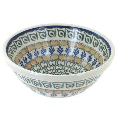 Blue Rose Polish Pottery Herb Garden Cereal/Soup Bowl