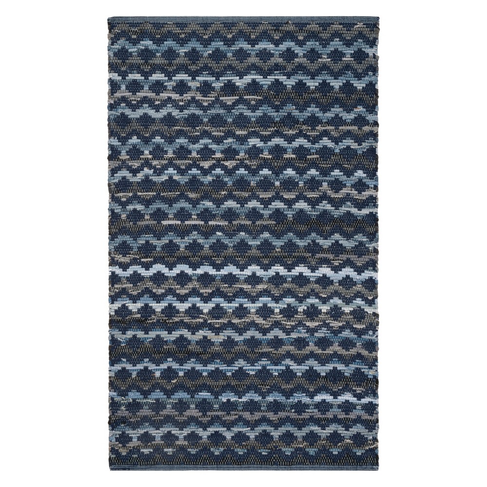 3'x5' Geometric Woven Accent Rug Navy Blue/Black - Safavieh