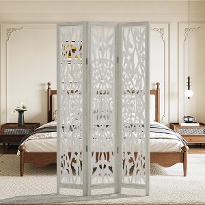 MAYEERTY 47*67 in Wood Room Divider Folding Privacy Screen Freestanding Partition for Indoor, 3-Panels, White - 1 of 4