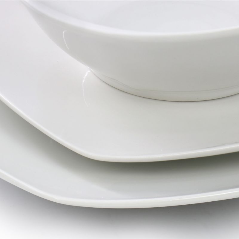 Gibson Home Blanca Cafe 12 Piece Square Ceramic Dinnerware Set in White, 5 of 7