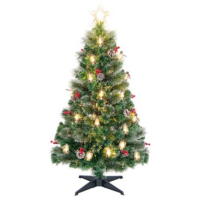 Tangkula 5/6/7 FT Christmas Tree Artificial Xmas Tree w/ 8 Lighting Modes 49/64/80 Warm LED Lights