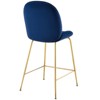 Modway Scoop Gold Stainless Steel Leg Performance Velvet Counter Stool Navy – Glam Kitchen Island Bar Stool with Padded Seat - 3 of 4