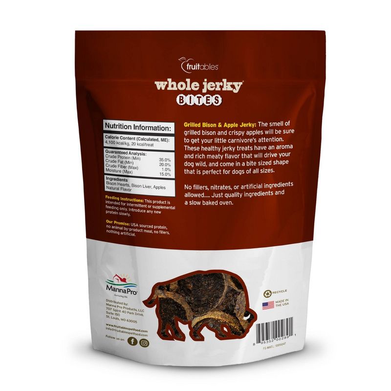 Fruitables Whole Jerky Bites Grilled Bison and Apple Jerky Dog Treats - 5oz, 4 of 7