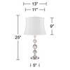 360 Lighting Solange 25" High Modern Luxe Table Lamps Set of 2 Silver Finish Metal Stacked Crystal White Shade Living Room Bedroom Bedside Nightstand - 4 of 4