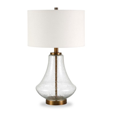Hudson and Canal 23" Tall Table Lamp with Seeded Glass Fabric Shade