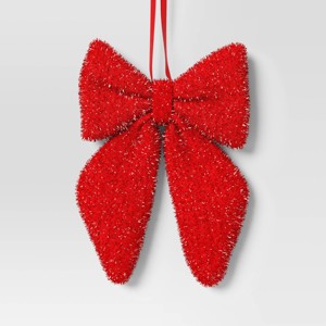 6.5" Christmas Tinsel Bow Ornament Red - Wondershop™ - 1 of 3