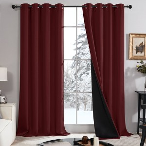 Deconovo Satin 100% Light sheiled Curtains 2Panels For LivingRoom or Bedroom - 1 of 4