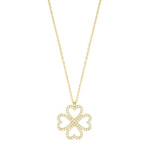 Adornia 14k Gold Plated Heart-Shaped Pave Clover Necklace - 1 of 3