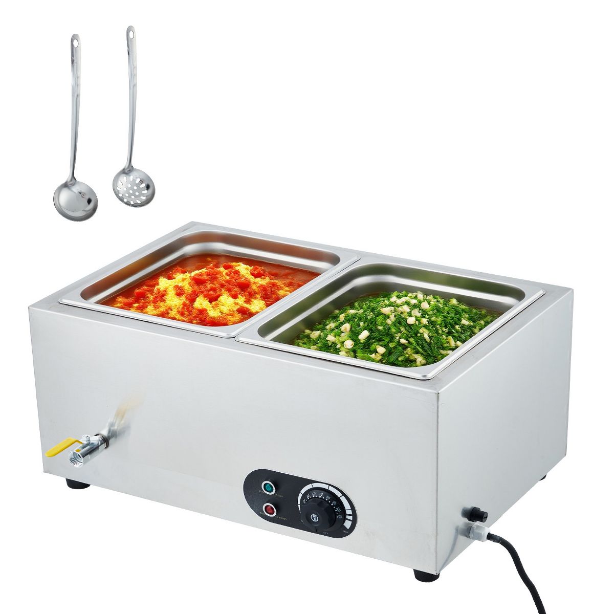 Stainless Steel Commercial Food Warmer Buffet Server, 6 Pan Electric Bain Marie Station, Fast Heating for Restaurant Catering Hotel Banquet - thumbnail 2