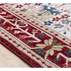 Hauteloom Neola White/Red Damask Area Rug - 1 of 4
