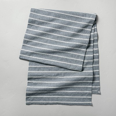 Dobby Woven Rib Stripe Oversized Table Runner Faded Blue/White - Hearth & Hand™ with Magnolia