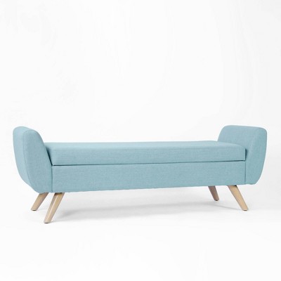 Modern Storage Bench With Wood Legs French Blue Woven Homepop   GUEST Dda19ae1 Ec28 4231 8bd0 Ce28b3420fe5