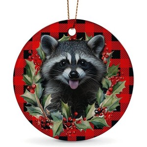Lomsoe Raccoon Ornaments for Christmas Tree Ceramic Christmas Ornaments Red Christmas Tree Hanging Decor Christmas Gift Christmas Decor - 1 of 1