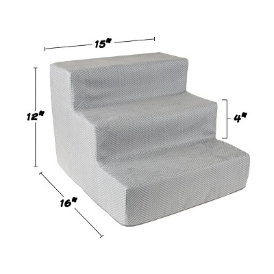 Gray High-Density Foam Pet Stairs with Microfiber Cover