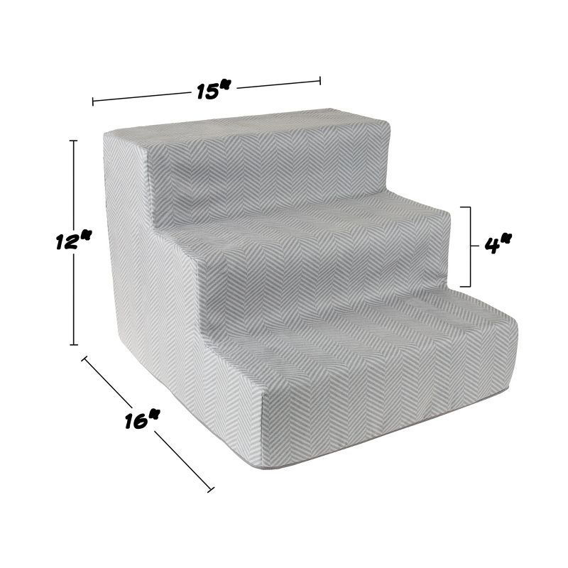 Pet Adobe High-Density Foam Stairs for Pets with Three 4" Steps - Gray, 5 of 7