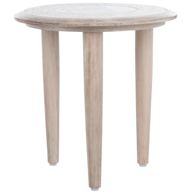 Rehnuma Carved Side Table - White Wash - Safavieh., 3 of 7