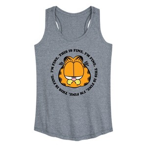 Women's - Garfield - I'm Fine This Is Fine Graphic Racerback Tank - 1 of 4