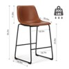 Armless Industrial Faux Leather Barstools with Metal Legs and Footrest, Dining Chairs for Home Office Kitchen Island, Brown - 2 of 4