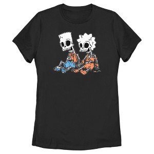 Women's The Simpsons Skeleton Bart and Lisa T-Shirt - 1 of 4