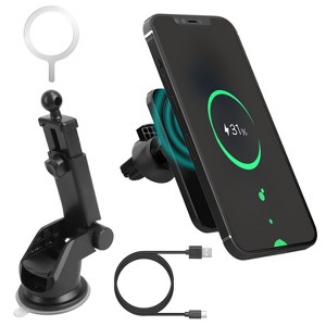 iMountek"Magnetic Wireless Car Charger 15W, MagSafe Mount for iPhone 12/13/14 & Qi-Enabled Phones"Black - 1 of 4