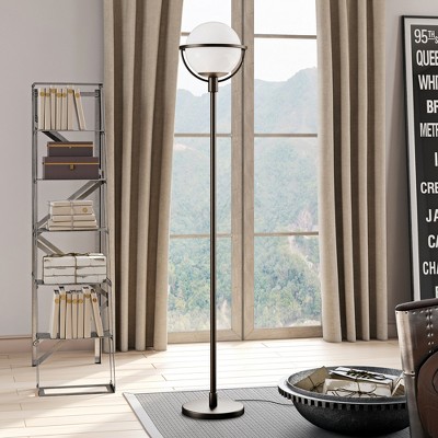 Hudson and Canal Globe and Stem Floor Lamp with Glass Shade